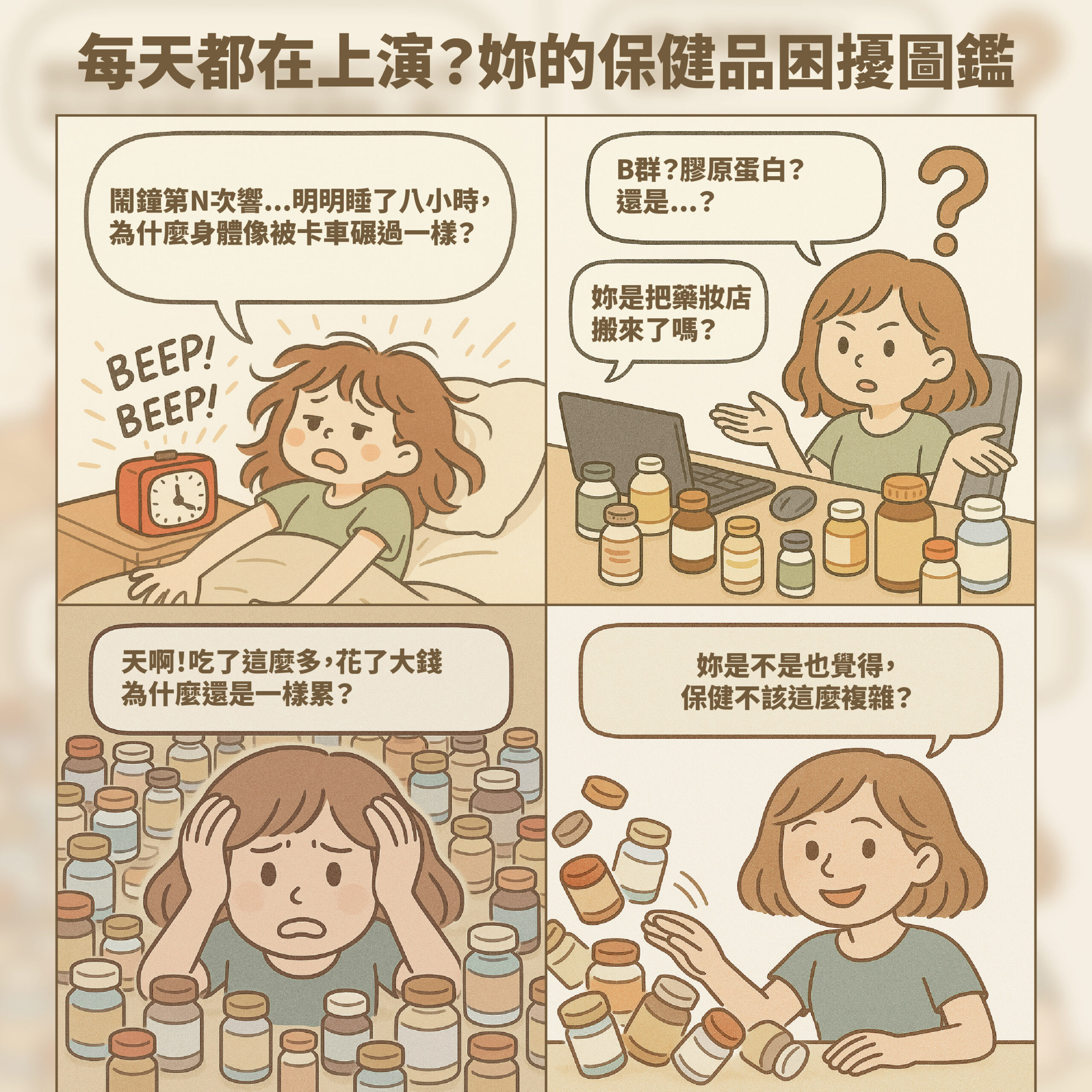 你是不是也每天都在上演這樣的戲碼？明明吃了很多種保健品也花了不少錢，但身體還是一樣累？其實保健也可以輕鬆又簡單。