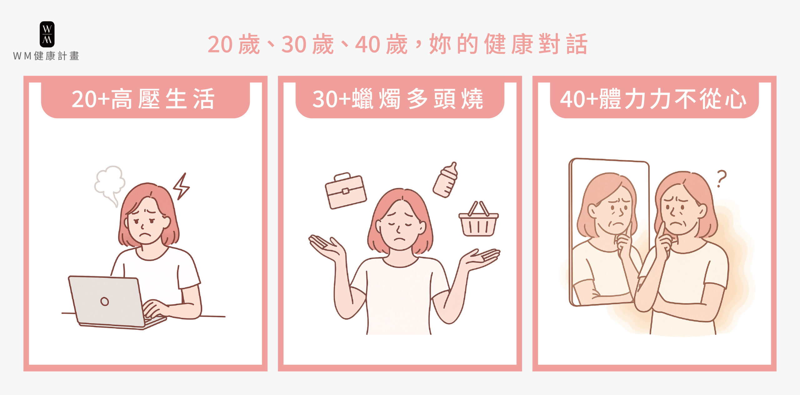 女性的每個人生階段都會有不同的困境，透過健康對話，從現在開始為自己補足能量