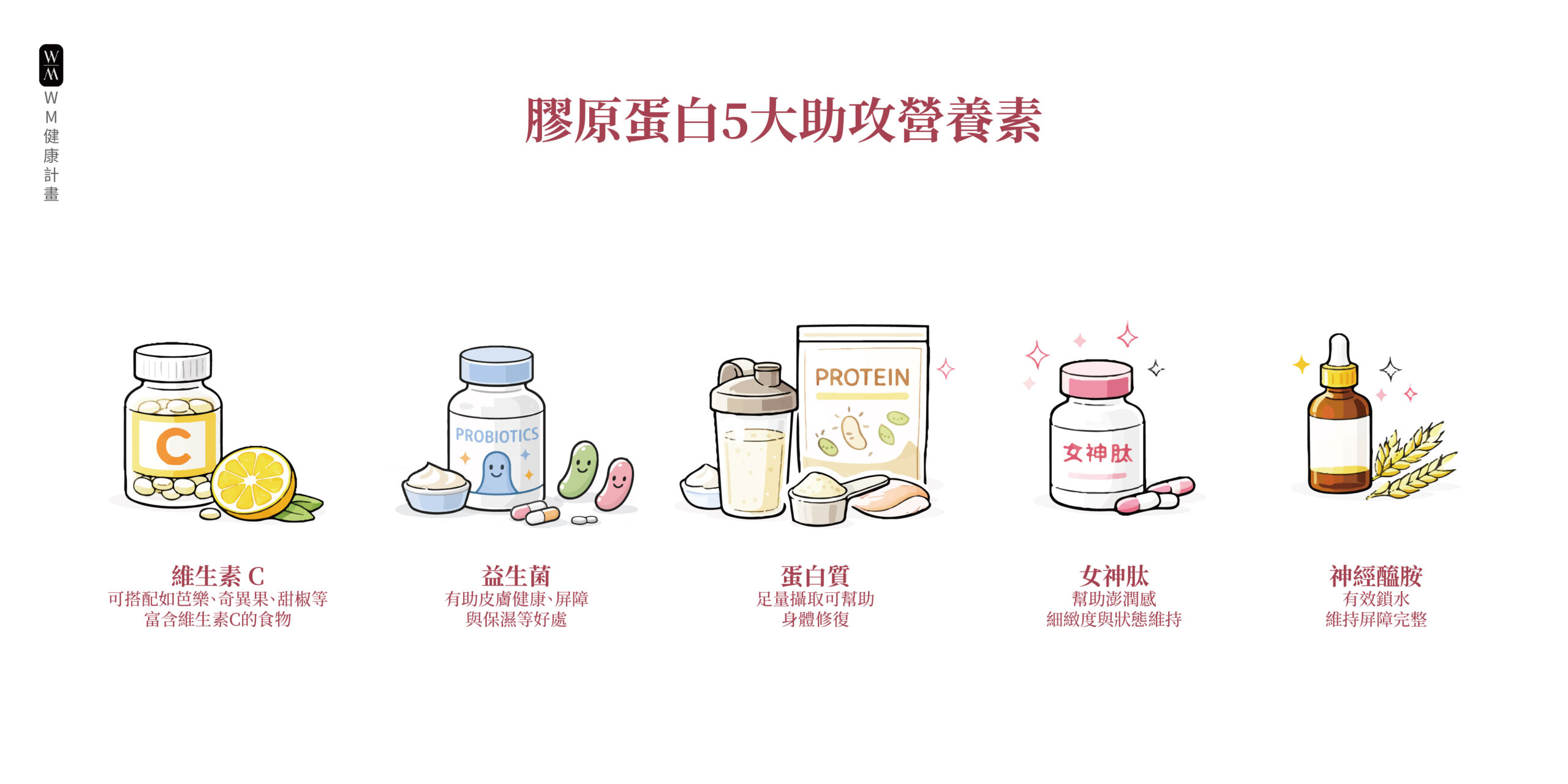 膠原蛋白五大助攻營養素